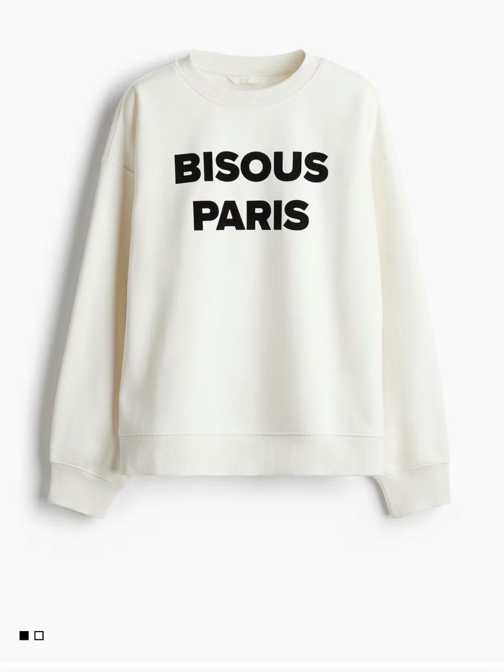H&M White Sweatshirt with Black 'BISOUX PARIS' Print
